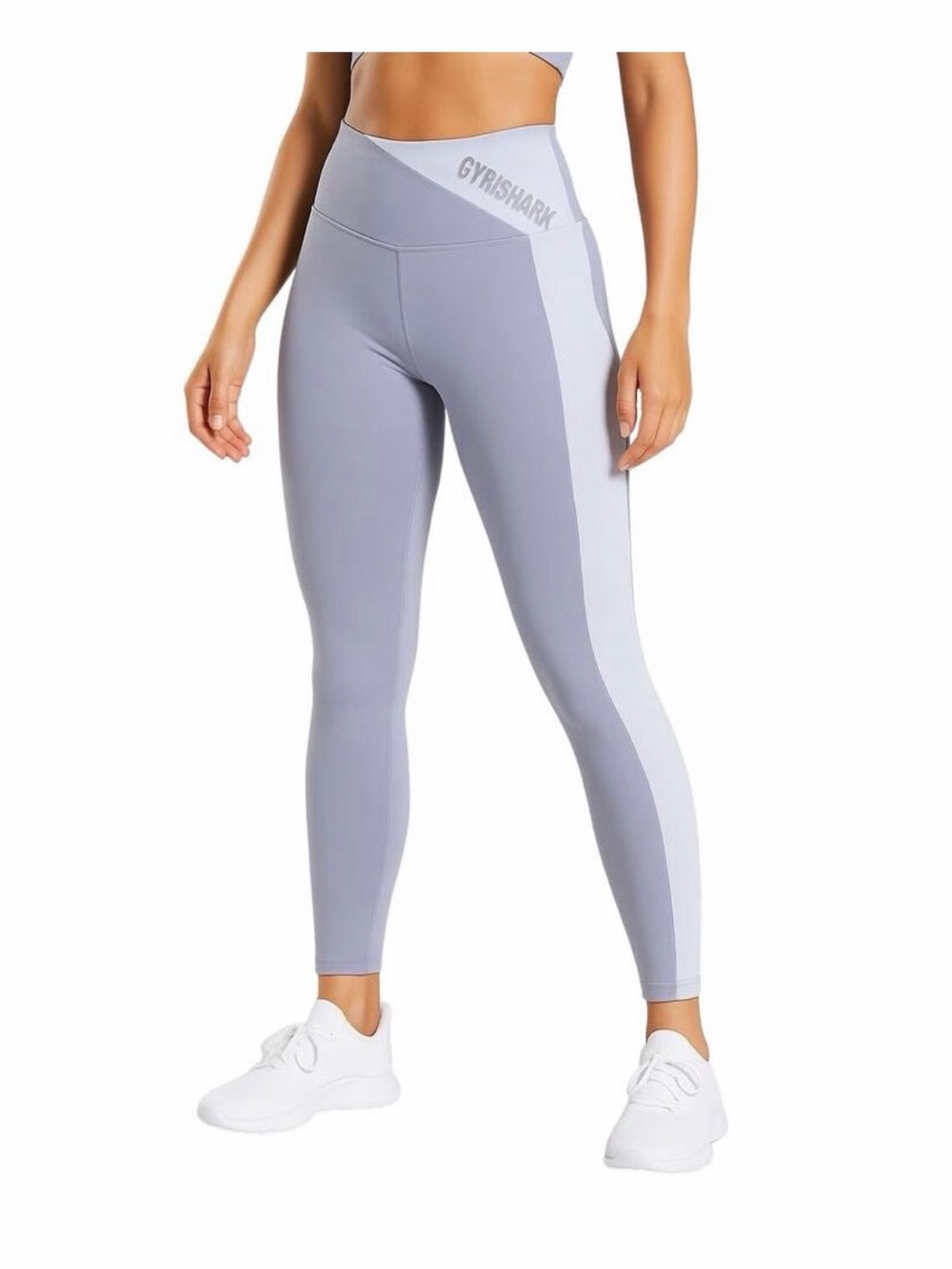 Gymshark leggings feature a two-tone gray